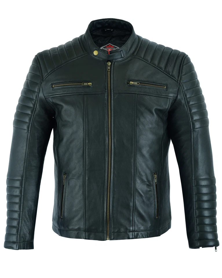 Mens Leather Casual Biker Jacket Coat Soft Motorcycle Genuine Biker Style Fit - Image 2 of 4