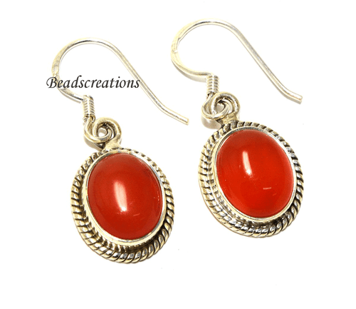 925 Sterling Silver Carnelian Gemstone Drop Dangle Earring For Christmas Gift - Picture 1 of 2