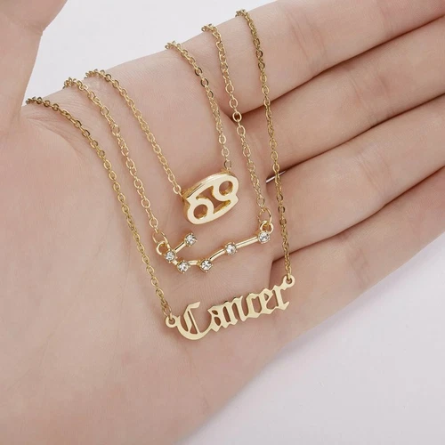 3Pcs/Set 12 Constellations Pendant Necklace Horoscopes Zodiac Women Choker - Picture 23 of 48