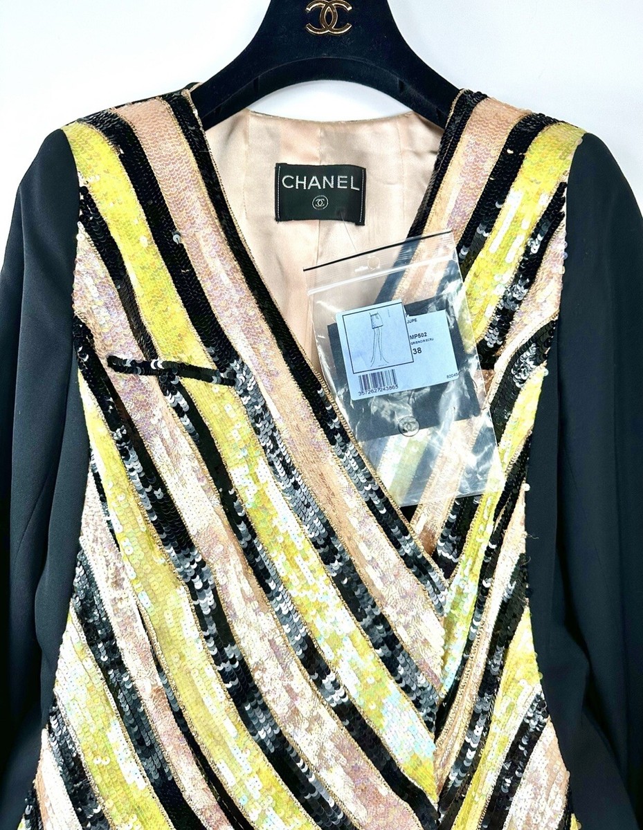 Chanel Vintage 2000 Black Sequin Tweed Jacket 34 36 2 4 6
