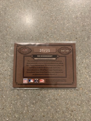 2004 Donruss Timeless Treasures Red Schoendienst Game Used Autograph/25 - Picture 3 of 4