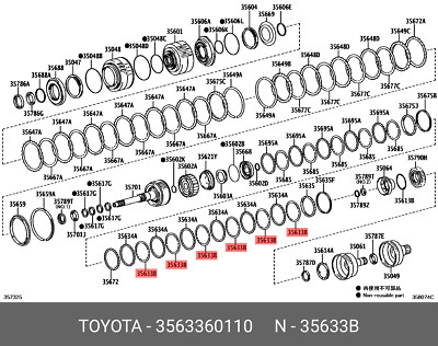Scheibe, Kupplung für Vorwärts Lamellenkupplung, 3563360110 für TOYOTA 35633-60110