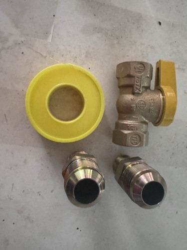 2 Pcs Brass Half Union Adapters, 5/8" Flare to 1/2" NPT Male Union, + Valve, Gas