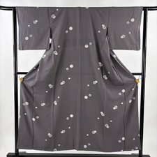 JAPANESE KIMONO FINE PATTERN GRAY PURPLE 162.5cm 5 ft 4 in PURE SILK B0512