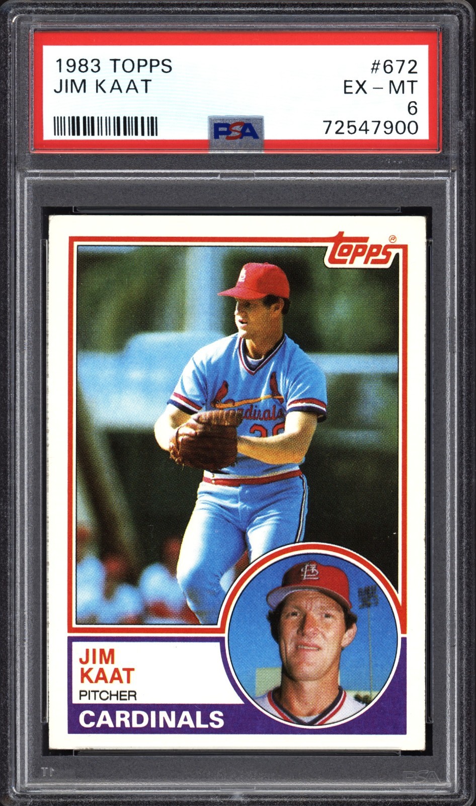 1983 TOPPS JIM KAAT #672 ST. LOUIS CARDINALS HOF KITTY VINTAGE PSA 6 EX-MINT view 1