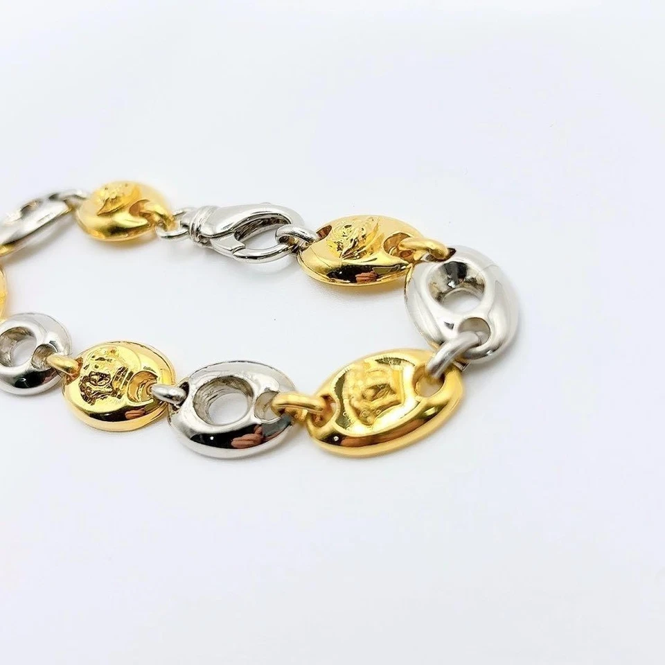 Pulsera GIANNI VERSACE Medusa Cadena Redonda Bicolor Tono Dorado De Colección De Japón Foto 2 de 4