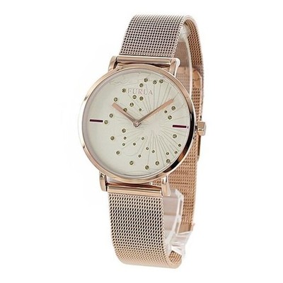 Furla Giada Damen Roségold Mesh Uhr Eleganter Schmuck aus Japan