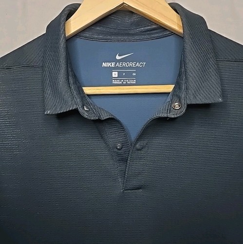 Nike Aeroreact Short Sleeve Polo Shirt Stripe, Sz Small, Black/Drk Blue - Picture 4 of 9