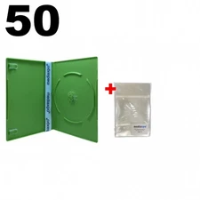 50 SLIM Solid Green Color Single DVD Cases 7MM & 100 OPP Bags