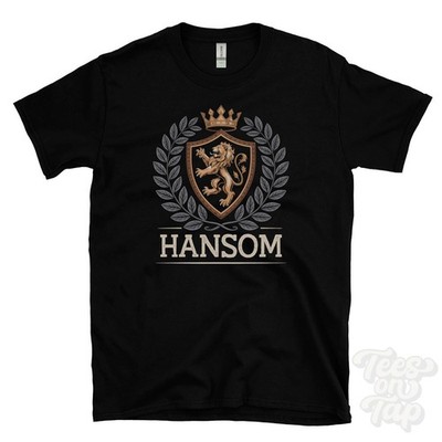HANSOM FANTASY COAT OF ARMS T-SHIRT novelty parody family name crest