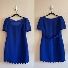 Anthropologie Leifsdottir Blue Mini Retro Puff Sleeve Scallop Hem Dress Size 8