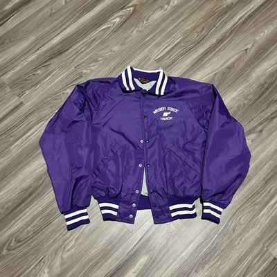 VINTAGE Pla-Jac Purple Jacket Men s M Weber State Track Bomber Varsity Nylon