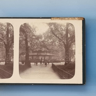 #ad Lincolns Inn Fields Stereoview C1905 Real Photo London Public Park Bandstand GBP 29.95
