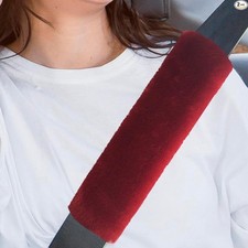 2pcs Soft Plush Car Seat Belt Pads Universal Shoulder Cover A Color Wine Red