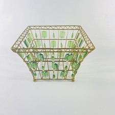 Decorative Wire Basket Green Accent Beads 8 x 8 x 5 1/2”