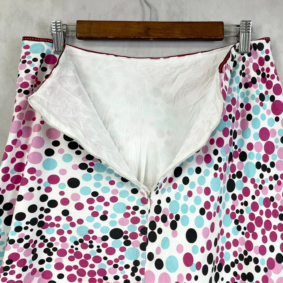 Falda Lapislázuli Para Mujer Lunares Línea A Mediana Hecha en EE. UU. Y2K Retro Festival Divertida Artística Foto 3 de 4