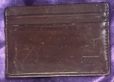 Coach Leather Money Clip Card Case Vintage Brown