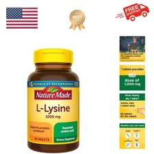 L-Lysine 1000 mg, Dietary L-Lysine Supplements, 60 Tablets, 60 Day Supply