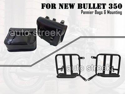 FOR ROYAL ENFIELD NEW BULLET 350 ''Leather Pannier Bags With Mounting D2 2023-25''