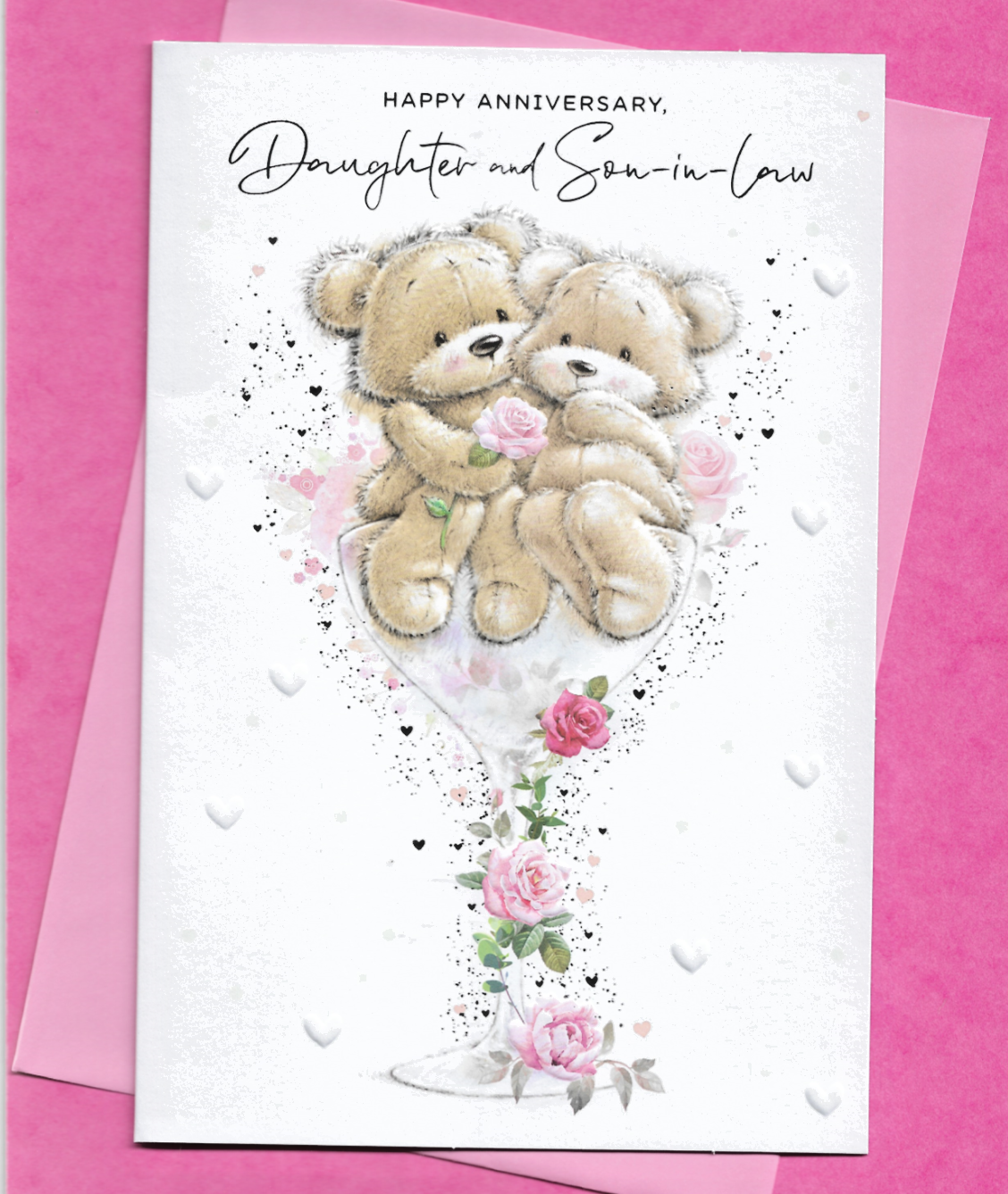 Daughter And Son In Law Anniversary Card 9""x6"" Cute Bears Verse Words Message