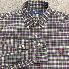 Polo Ralph Lauren Mens Plaid Button Down Shirt Long Sleeve Red Pony Logo Large