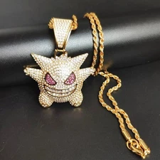 Pokemon Gengar Necklace Jewelry - Gold - Made From Rhinestones