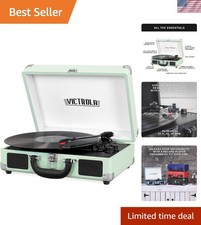 Journey Bluetooth Portable Suitcase Record Player with Built-in Speakers Mint