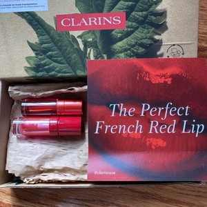 Clarins Lip Oil and Stain Duo Red 03 RED WATER 0.2 oz Each NIB!