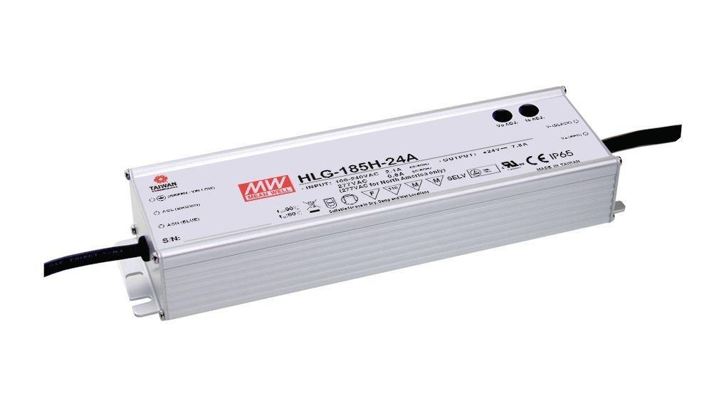 Alimentation LED Mean Well HLG-185H-24B transformateur 24V et 185W étanche IP67