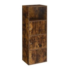 NEW Small Bookshelf with Doors Bookcase Cabinet Storage Home Furniture Wood Tall