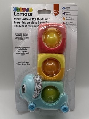 Lamaze Stack Rattle & Roll Block Set Elephant Roller Base 3 Cubes 6m+ BRAND NEW