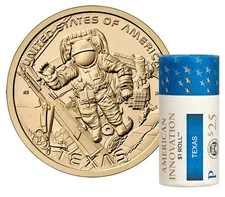 Roll of 25 - 2025 P American Innovation Texas Astronaut $1 Dollar Coin $25 FV