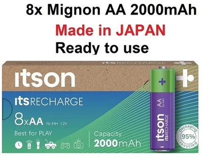 ITSON 8x MIGNON AKKU AA mind. 2000mAh Typ AA MIGNON ready to use Made in JAPAN