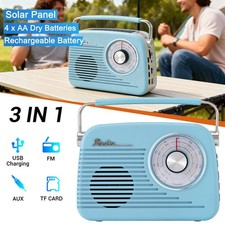 Portable Solar Retro Radio FM AM SW Bluetooth speaker MP3Player USB Rechargeable