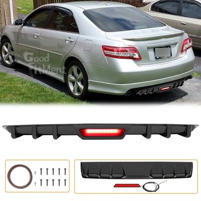 For Toyota Camry SE XSE LE Glossy Rear Bumper Diffuser Lip Spoiler w Break Light