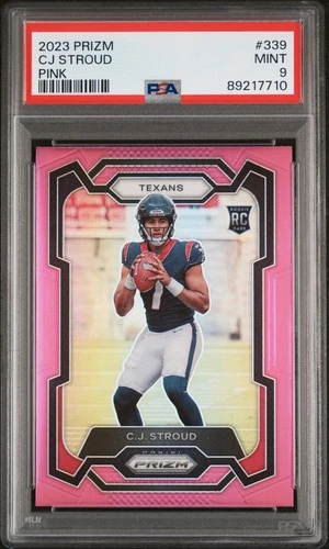 2023 PANINI PRIZM PINK PRIZM #339 CJ STROUD ROOKIE RC PSA 9