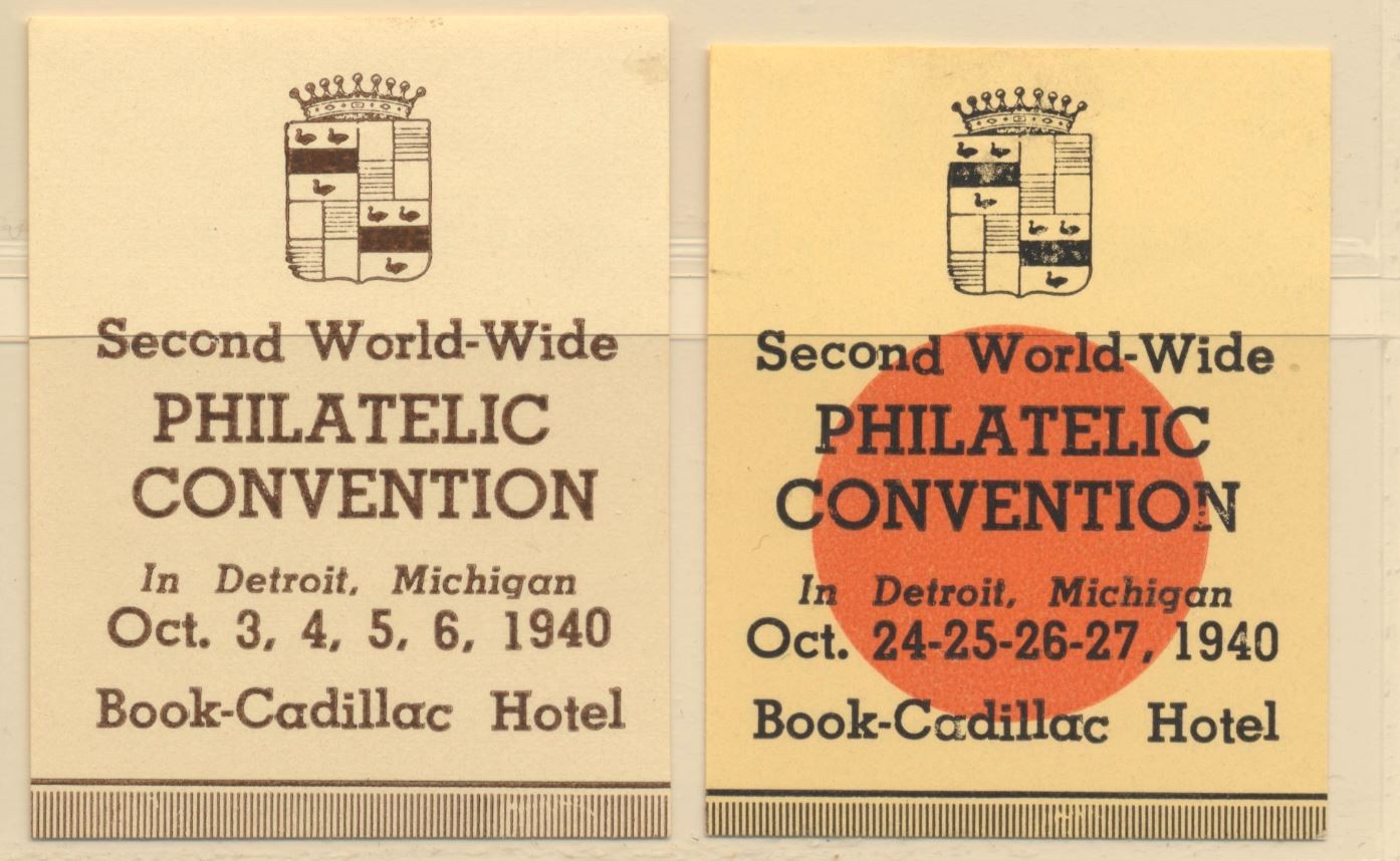 USA Detroit Michigan Second World-Wide Philatelic Convention 2v 1940 MH