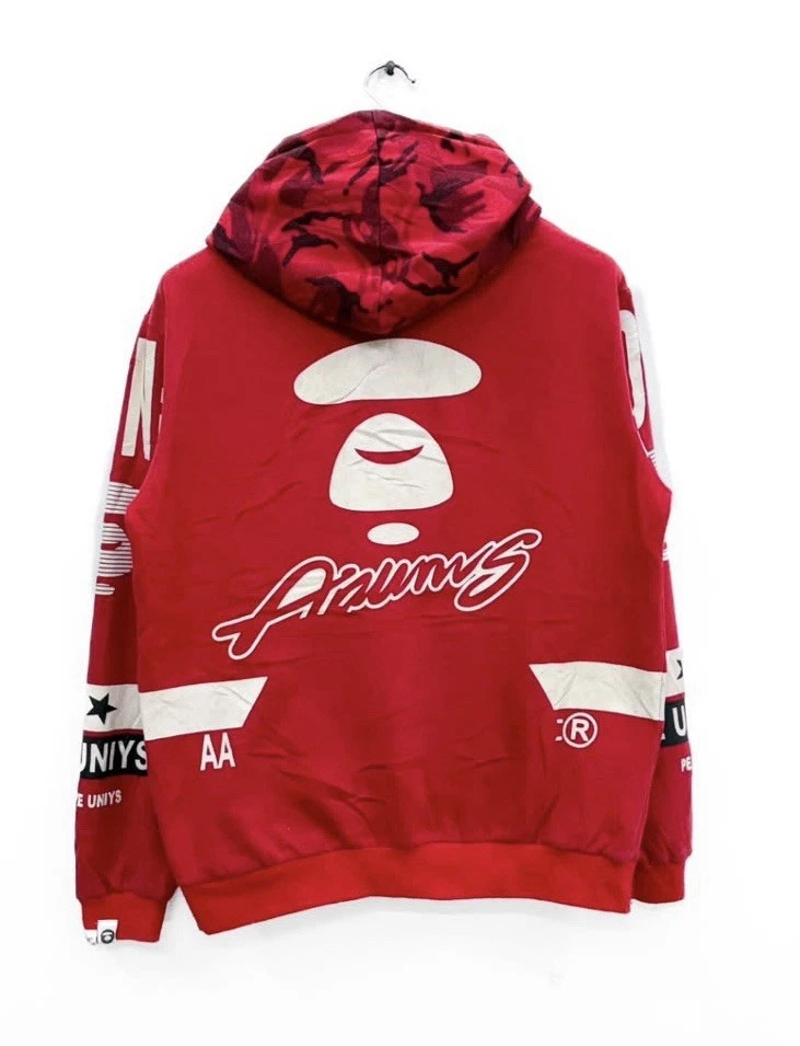 VTG Aape By A Bathing Ape Red Camo Hoodie pullover bape red rare men size XL - Image 3 of 4