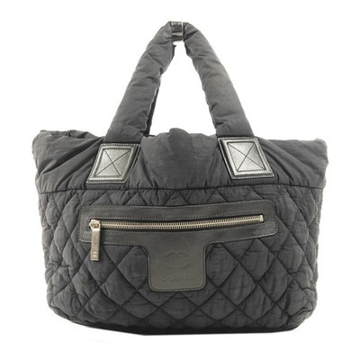 CHANEL CC SHW Coco Cocoon Hand Bag Nylon Black