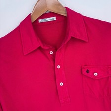 Criquet Players Polo Shirt Mens XL Red Short Sleeve Organic Cotton USA FLAW