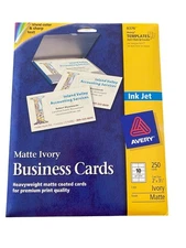 Avery 8376 Business Cards Ivory Matte, 250 Cards 2x3.5"