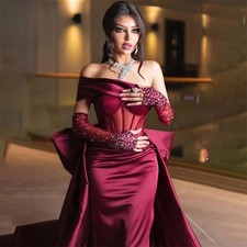 Mermaid Prom Dresses Bow Shining Beading On Sleeve Evening Dress One Shoulder