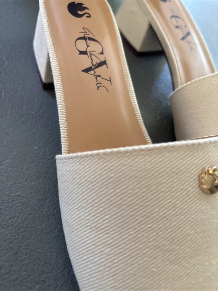 Gloria Vanderbilt Gracie color neutral denim slip on sandals size 8.5 - Image 3 of 4