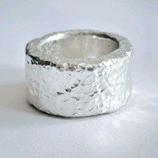 Hammered CUSTOM Organic Solid 999 Silver Ring...