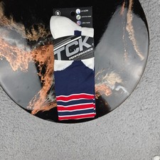 TCK Performance Baseball Socks Mens Small Blue Red Stripe USA Made New