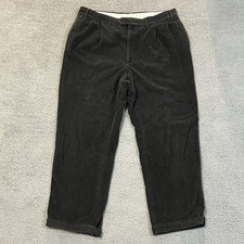 Paul Frederick Corduroy Pants Mens 38x29 Black Pleated Cuffed Cotton Made In USA