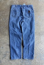 Carhartt Denim Jeans Mens 36X32 Blue Traditional Fit Pants Workwear B18-DST