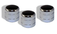 Knob Push on 6mm Chrome with Black Pearl Cap Set of 3 0811270CHBP-3P
