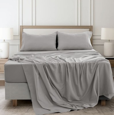 Lux Decor Collection 1800 Series Premium 4 piece KING Grey Sheet Set Ultra Soft