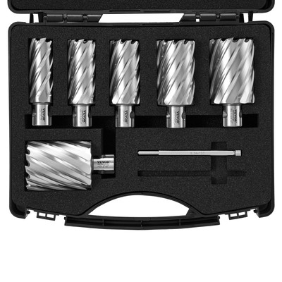 VEVOR Annular Cutter Set HSS Magnetic Drill Bits 6 PCS Universal Shank 2'' Depth